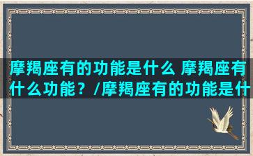 摩羯座有的功能是什么 摩羯座有什么功能？/摩羯座有的功能是什么 摩羯座有什么功能？-我的网站